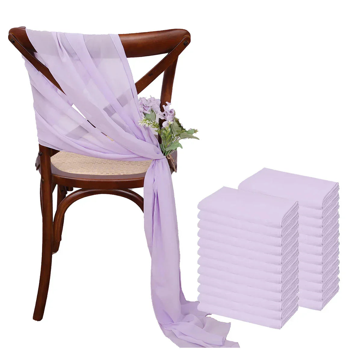 (Pack of 24) 17x275cm Chiffon Chair Sashes 12 Set Sage green Chair Sash Wedding Chair Covers Ribbon Wedding Party Aisle Chair Decor