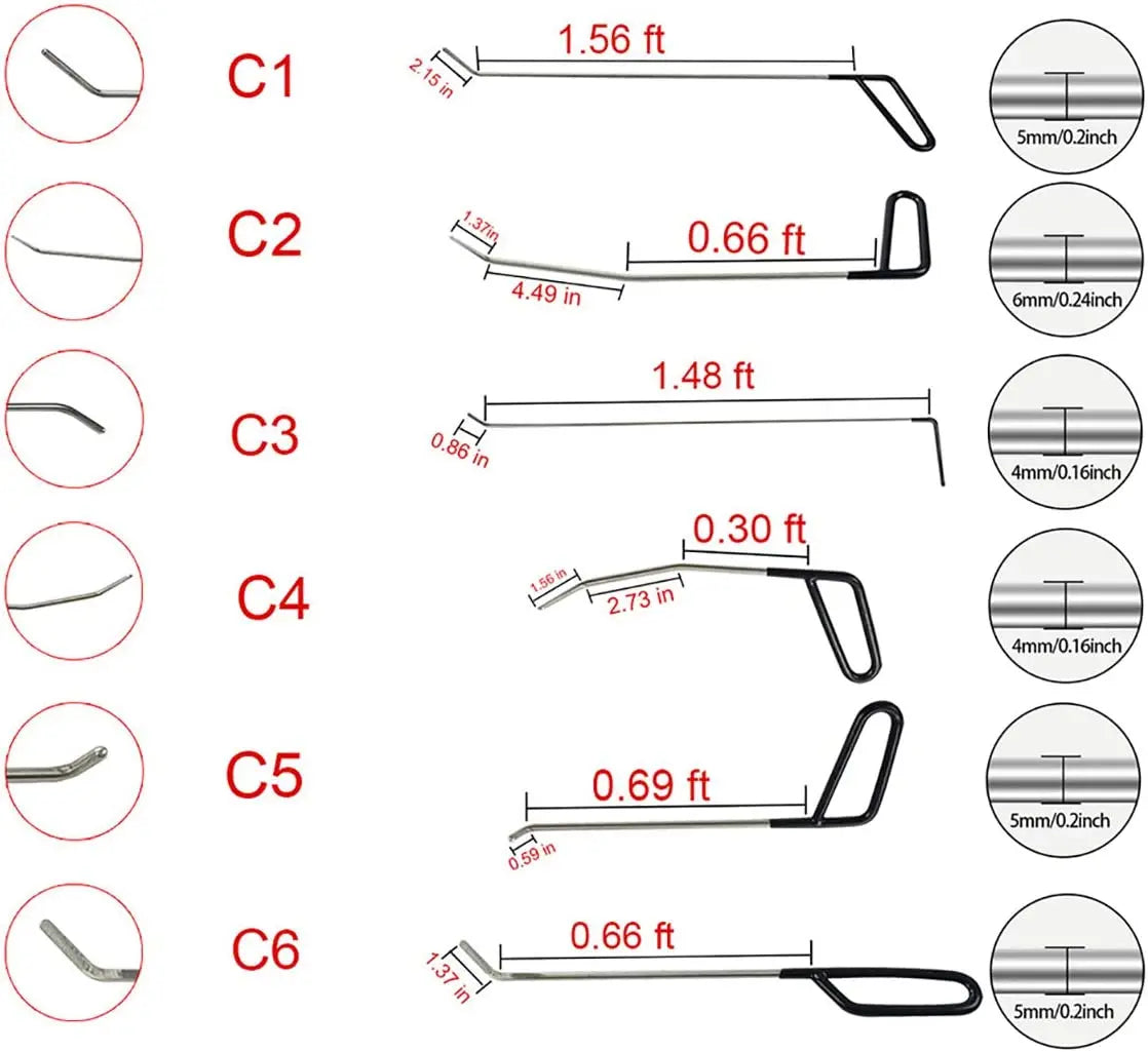 Universal Auto Body Removal Stainless Steel Crowbar Paintless Dent Repair Kit Professional Workshop Car Accessories Hands Tools