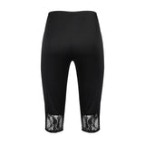 Plus Size Womens Lace Leggings 3/4 Cropped Pants Trim Stretchy Capri Bottoms Ladies Casual Sweatpants For Oversized Female 2023
