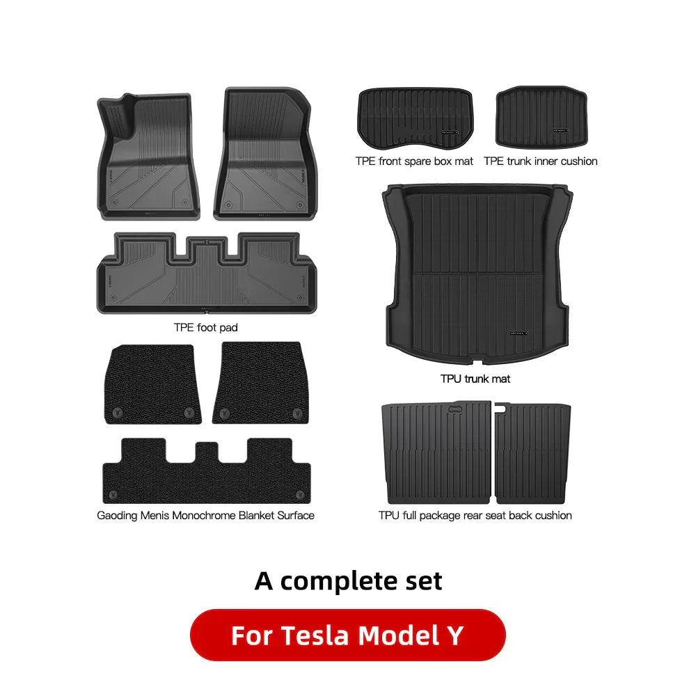 YZ For Tesla Floor Mats Model 3 Y 2021-2023 Car Four Seasons Waterproof Non-slip Floor Mat NEW TPE Special Car Accessories