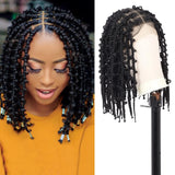 Kalyss- 14" Short Knotless Box Braided Wigs for Women Butterfly Bob Full Double Lace Braid Wigs with Baby Hair Front Cornrow