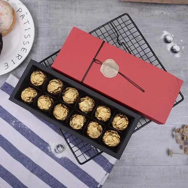 (Pack of 10) Blue Chocolate Box Packaging With Insert Dessert Paper Chocolate Spacer Valentine's Day Wedding Baby Shower Candy Gift Box