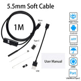 USB Endoscope Type C Borescope for OTG Android Smartphone PC Cars Camera 5.5 mm Inspection Snake Camera micro 3in1 1M 2M APP Cam