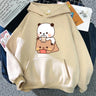 Bubu And Dudu Drink Bubble Tea Print Women Hoodie Kawaii Female Sweatshirt Harajuku Loose Long Sleeve Plus Size Clothes Tops