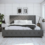 Mercer Upholstered Bed, King Gray Linen muebles de dormitorio queen bed frame bunk beds for kids loft bed