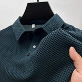 '-VIP Link2 , Upto 5XL Summer New Men's Lop-up Hollow Short-sleeved Polo Shirt Ice Silk