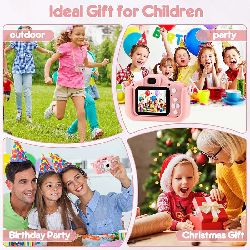 Kids Camera Toys 2 inch Screen HD Cartoon Kids Digital Camera Mini SLR Camera Cute Toy For Children Birthday Christmas Gifts