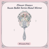 Flower Knows Swan Ballet Series Hand Holding Mirror 3 Types Exquisite Relief Makeup Tools Pink Blue White