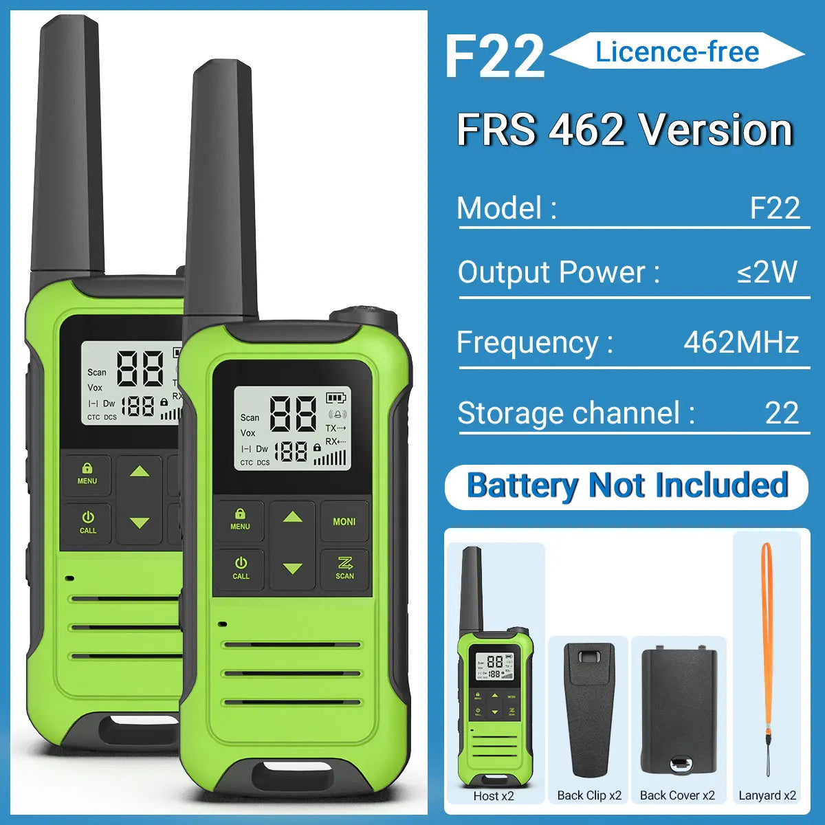 (Pack of 2) Baofeng F22 Walkie Talkie Portable Mini Communication Radio Profesional PMR446 /FRS Talkie Walkies Transceiver Radio