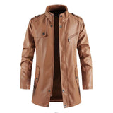 Winter Men's Thick Fleece Leather Jacket Coat Long Outwear Fashion Warm Casual Vintage Clothing for Men Steampunk Biker Jaqueta