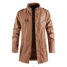 Winter Men's Thick Fleece Leather Jacket Coat Long Outwear Fashion Warm Casual Vintage Clothing for Men Steampunk Biker Jaqueta