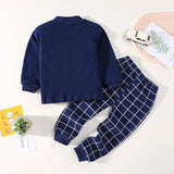 Hibobi 2-Pieces 100% Cotton Toddler Boys Cartoon Bear Print Long Sleeve Top And Matching Pants Comfortable Boys Loungewear Set