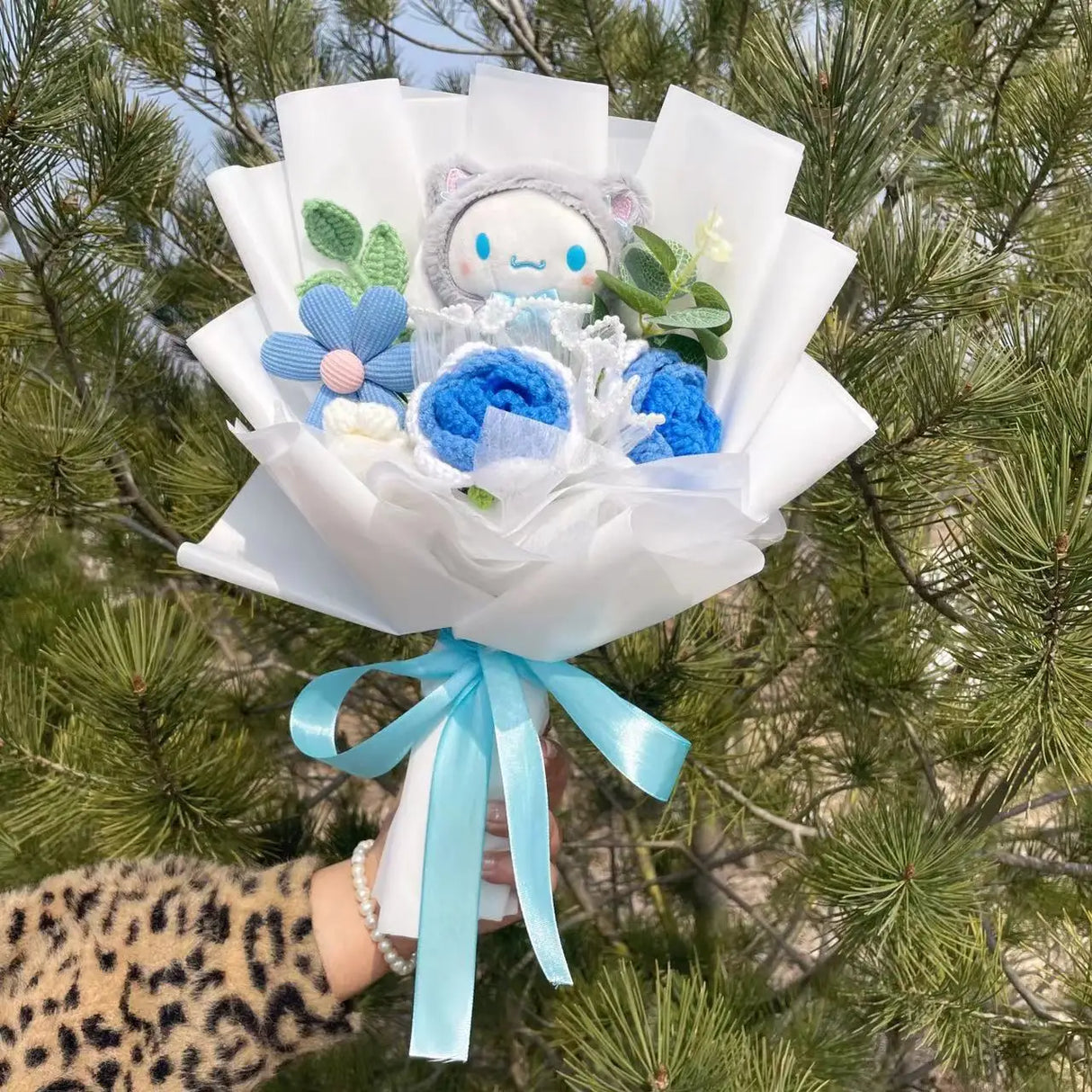 Kawaii Hello Kitty Cat Plush Dolls Rose Soap Flowers Bouquet Christmas Valentine's Day Birthday Graduation Gifts