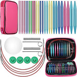 (Pack of 26) Aluminum Circular Knitting Needles Set Interchangeable 13Sizes Crochet Hooks Interchangeable Crochet Needles for Knitting