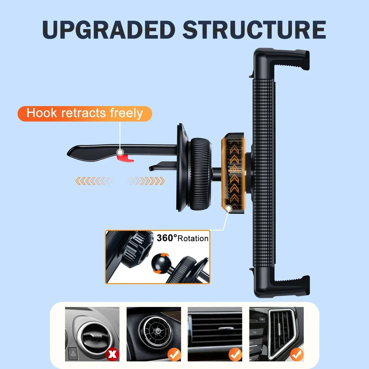 Hipacool Car Phone Clip Holder for Air Vent Handsfree Stand for Z Fold Phone Pad Auto Mount Support Car Accessories GPS Stand