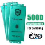 (Pack of 3) 1- Curved Ceramic Soft Film for Samsung Galaxy S24 S23 S22 S21 S20 S10 S9 Screen Protector Note 20 Ultra 9 10 Plus Not Glass