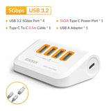 IDsonix USB Splitter USB 3.2 Hub 10Gbps Type C Adapter Multi Ports USB 3.0 Docking Station Hub for Surface Macbook Laptop PC Hub