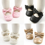 Soft Leather Lace Baby Girls Princess Shoes Newborn Moccasins Shoes Rubber Sole Prewalker Non-slip Toddlers First Walkers