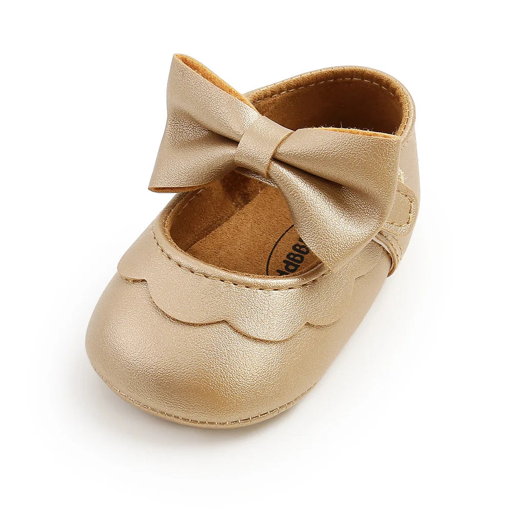 Soft Leather Lace Baby Girls Princess Shoes Newborn Moccasins Shoes Rubber Sole Prewalker Non-slip Toddlers First Walkers