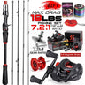 Sougayilang Casting Fishing Rod Reel Set 1.8/2.1m Carbon Fiber Casting Rod and Reel Max Drag 8kg with Line Lure for Bass Pike