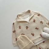 (Pack of 2) Spring Infant Baby Cartoon Clothing Sets Toddler Boys Girls Long Sleeve Sweatshirt + Pants Suit Kids Cute Bear Clothes Set