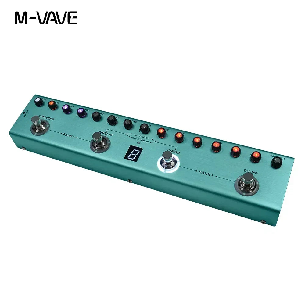 Tank Rechargeable Guitar Multi-Effects Pedal Portable 36 Presets 9 Preamp Slots 8 IR Cab Slots 3 Modulation/Delay/Reverb Effects