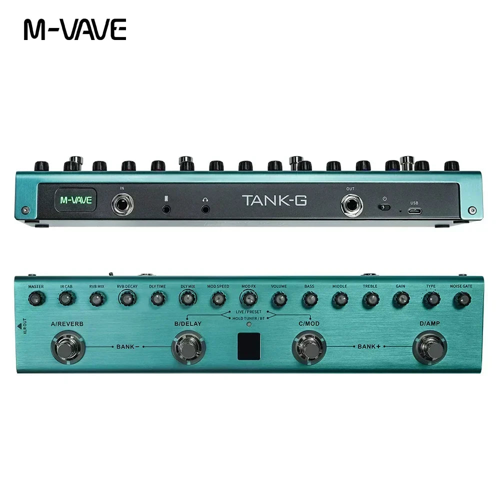 Tank Rechargeable Guitar Multi-Effects Pedal Portable 36 Presets 9 Preamp Slots 8 IR Cab Slots 3 Modulation/Delay/Reverb Effects
