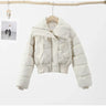 Thinken Crop Jacket Women Fur Turtleneck Long Sleeve Warm Female Parka Coat 2023 Winter Street Loose Puffer Cotton-padded Jacket