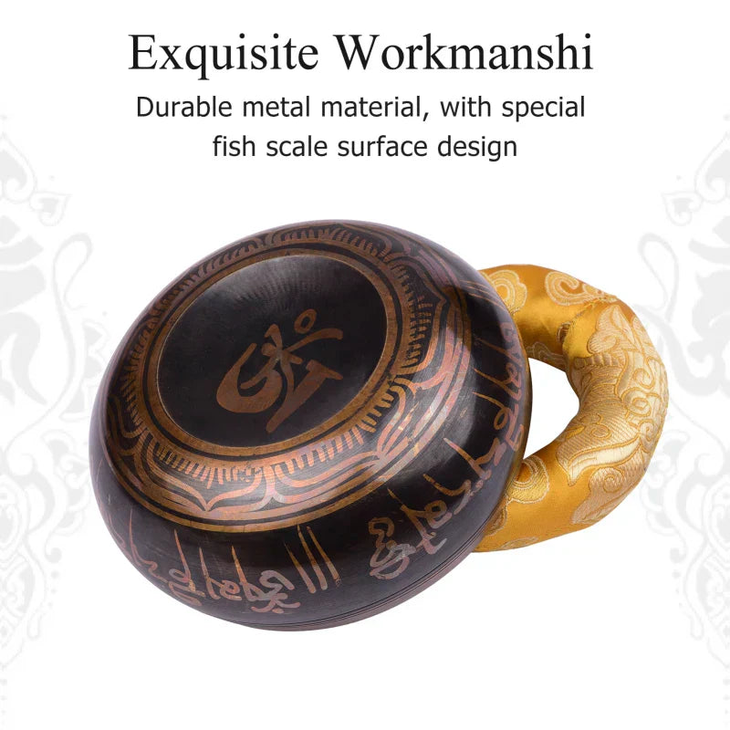 Tibetan Singing Bowl Set with 12.5cm/5inch Handmade Metal Sound Bowl & Soft Cushion & Wooden Striker
