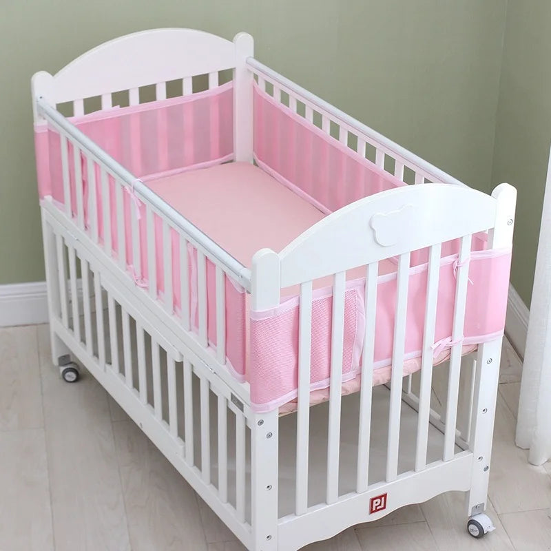 Universal Mesh Breathable Cot Bumpers Bed Fence for Newborn Solid Colors All Seasons Ifant Crib