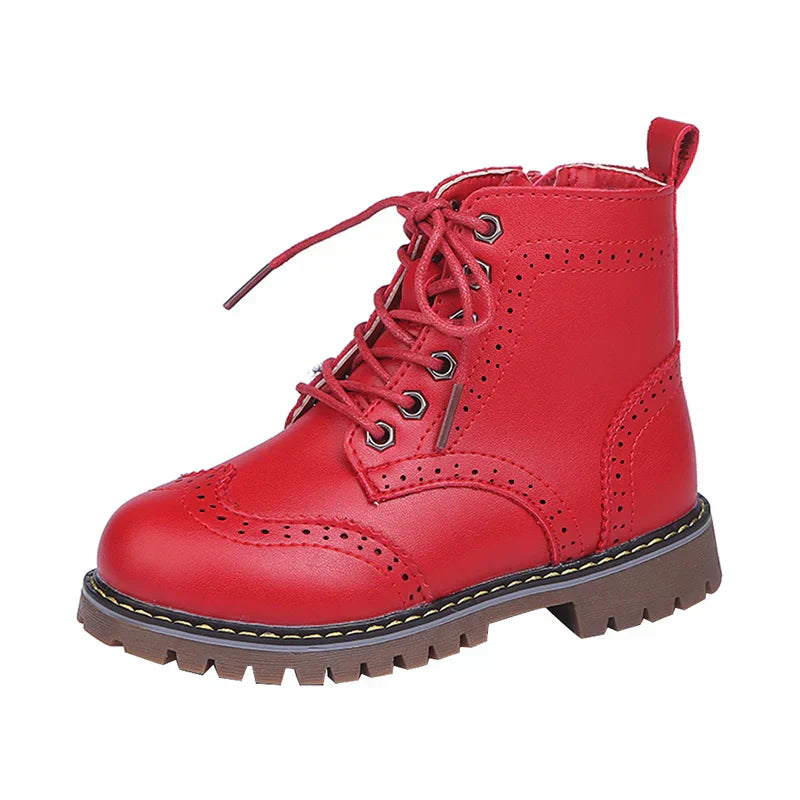 Winter Kids Boots Girl Leather Shoes Solid Fashion Children Ankle Boots Non-slip Boat Warm Boys Girls shoes Kid Sneaker