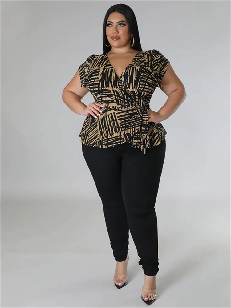 Wmstar Plus Size Two Piece Outfits Pants Sets Women Summer Clothes Printed Top Solid Leggings Matching Wholesale Dropshipping
