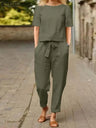 (Pack of 2) ZANZEA Summer Women Short Sleeve Blouse Harem Pants Sets Solid Tracksuit Two Piece Sets Loose Outifit Casual Matching Sets