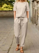(Pack of 2) ZANZEA Summer Women Short Sleeve Blouse Harem Pants Sets Solid Tracksuit Two Piece Sets Loose Outifit Casual Matching Sets