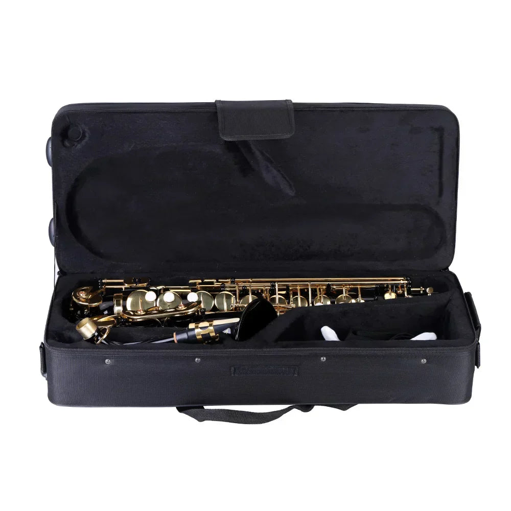 Ammoon Eb Alto Saxophone Brass Lacquered Gold Lacquer E Flat Sax 82ZKey Type Woodwind Instrument Bb Soprano Sax with Accessories