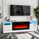 Oneinmil Fireplace TV Stand with 36" Electric Fireplace, LED Light Entertainment Center, TVs Up to 80", 70 inches, Black
