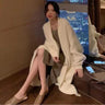White Long Cardigan for women 2024 winter clothes Knitted fluffy long sleeve Cashmere sweater coat clotkorean style warm vintage