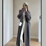 White Long Cardigan for women 2024 winter clothes Knitted fluffy long sleeve Cashmere sweater coat clotkorean style warm vintage